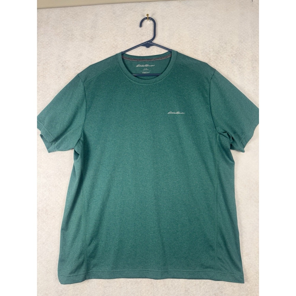 Eddie Bauer FreeDry Shirt Mens Large Green Short Sleeve Crew Neck Athletic Tee